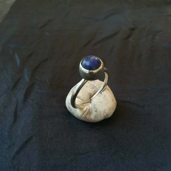 Ασημένιο δαχτυλίδι με ημιπολύτιμη πέτρα λάπις λάζουλι - ασήμι, μικρά, αυξομειούμενα - 4