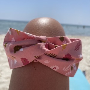 Κορδέλα Turban flowers blush - ύφασμα, κορδέλες μαλλιών - 2