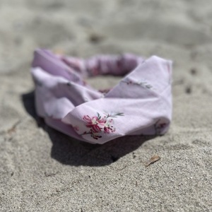 Κορδέλα Turban φλοράλ light rose - ύφασμα, λαστιχάκι, κορδέλες μαλλιών - 3