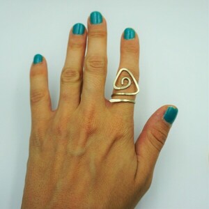 Δαχτυλίδι τρίγωνο από αλπακά - αλπακάς, boho, μεγάλα, αυξομειούμενα, φθηνά - 4