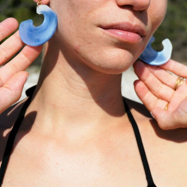 Ocean earrings από υγρό γυαλί - γυαλί, μεγάλα, φθηνά - 4