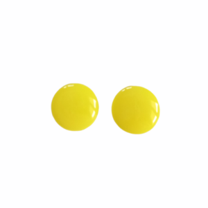 Σκουλαρίκια καρφωτά στρογγυλά κίτρινα από υγρό γυαλί. - μικρά, ατσάλι, γυαλί, φθηνά, καρφωτά