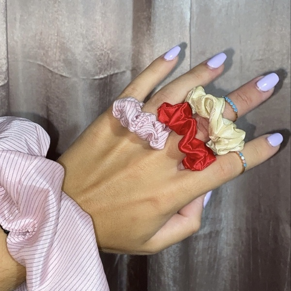 Scrunchie Ring Basic Beige. - μεγάλα, αυξομειούμενα - 2