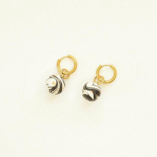 Charm Collection - Χειροποίητα στρογγυλά σκουλαρίκια με ατσάλινο κρίκο - πηλός, κρίκοι, μικρά, ατσάλι