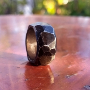 Χειροποίητο μαύρο ατσάλινο Πολυεδρικό δαχτυλίδι - ατσάλι, σταθερά, μεγάλα - 4