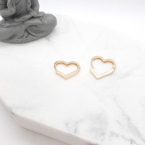 Hoops hearts! Ασημένια επιχρυσωμένα σκουλαρίκια καρδιες - ασήμι, επιχρυσωμένα, καρδιά, κρίκοι, μικρά - 2