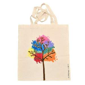 Tote bag ζωγραφίσμενη στο χέρι ❤️ ανοιξιάτικο δέντρο με χρώματα - ύφασμα, ώμου, all day, tote, πάνινες τσάντες