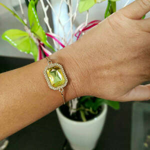 Adjustable bracelet with citrine gemstone - ημιπολύτιμες πέτρες, αλυσίδες, ατσάλι, χεριού, αυξομειούμενα - 2