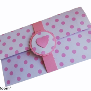 Φάκελος ροζ πουά για να προσφέρετε χρήματα ως δώρο - κορίτσι, αναμνηστικά