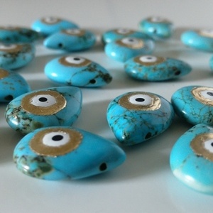 Μάτι, Κολιέ με πέτρα ημιπολύτιμου τυρκουάζ σε σχήμα δάκρυ - ημιπολύτιμες πέτρες, κολιέ, μάτι - 3