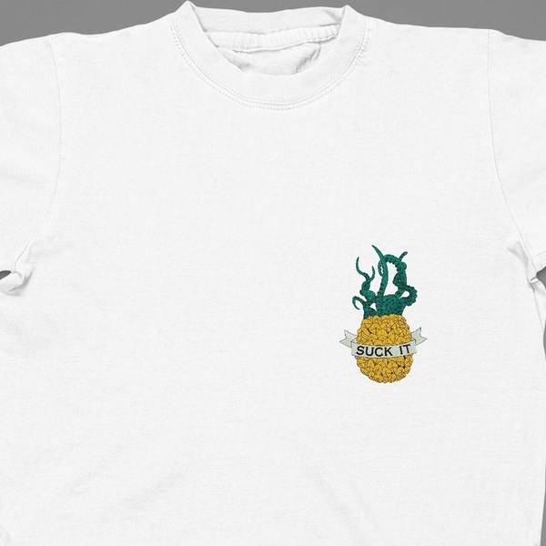 Βαμβακερό μπλουζάκι με κεντητό σχέδιο badass pineapple - βαμβάκι, κεντητά, δώρο - 3