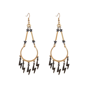 Σκουλαρίκια Κρεμαστά "Rock Chandelier" - επιχρυσωμένα, boho, κρεμαστά, μεγάλα, γάντζος