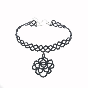 Choker τριαντάφυλλο - τσόκερ, χάντρες, κοντά, λουλούδι, seed beads - 2