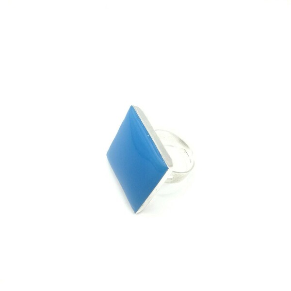 Εντυπωσιακό τετράγωνο δαχτυλίδι με υγρό γυαλί - γυαλί, μεγάλα, αυξομειούμενα - 2