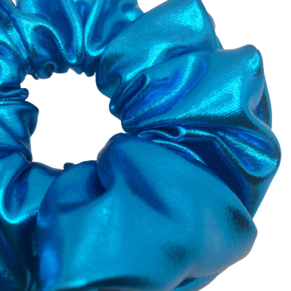 Υφασμάτινο λαστιχάκι scrunchie τιρκουάζ - μπλε, ύφασμα, για τα μαλλιά, λαστιχάκια μαλλιών - 3