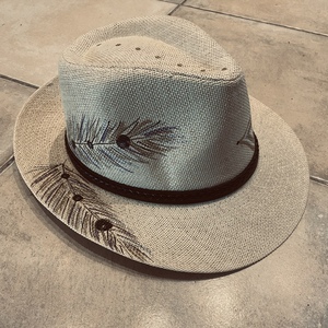Καπέλο Panama - Santorini - ζωγραφισμένα στο χέρι, ψάθινα - 3