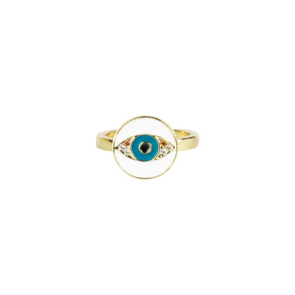 Δαχτυλίδι με Zircon "Strass Eye Ring" - ημιπολύτιμες πέτρες, επιχρυσωμένα, boho, μεγάλα, αυξομειούμενα