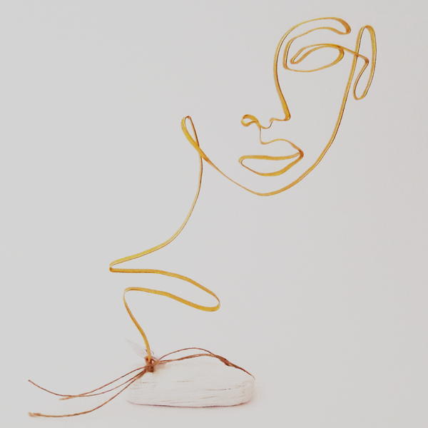 "Γυναικείο Πρόσωπο νο2" Χειροποίητο επιτραπέζιο διακοσμητικό Αφαιρετικό σχέδιο, μοντέρνας διακόσμησης. 23 x 14 x 4,5 εκ. Αλουμίνιο και πηλός. - μέταλλο - 4