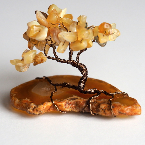 Διακοσμητικό δεντράκι μινιατούρα από Κιτρίνη - πέτρα, διακοσμητικά, δέντρο