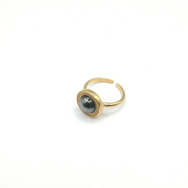 Δαχτυλίδι αντικέ με σχέδιο γράνες - γυαλί, επιχρυσωμένα, βεράκια, μικρά, αυξομειούμενα - 2