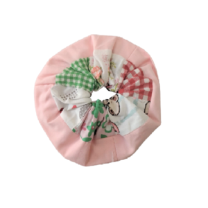 Χειροποίητο scrunchie XL με φάσα σε ροζ χρώμα, patchwork. - κοκκαλάκι, ύφασμα, μαμά, λαστιχάκια μαλλιών