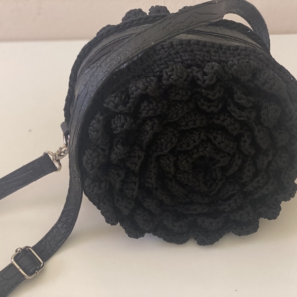 Τσάντα πλέκτη μαύρη - ώμου, πουγκί, χιαστί, all day, μικρές - 2
