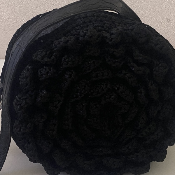 Τσάντα πλέκτη μαύρη - ώμου, πουγκί, χιαστί, all day, μικρές - 4