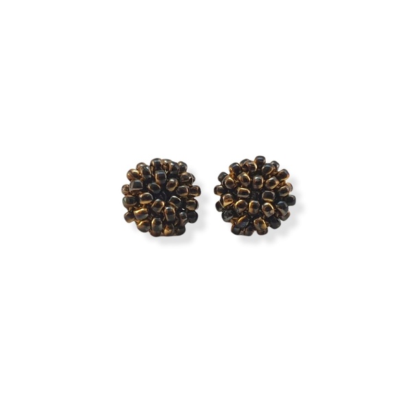 Καρφωτά σκουλαρίκια mini berries "black california night" - minimal, καρφωτά, μικρά, seed beads - 2