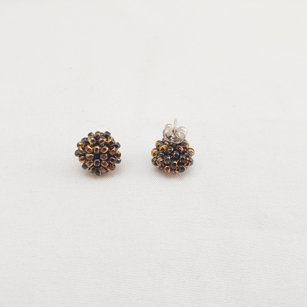 Καρφωτά σκουλαρίκια mini berries "black california night" - minimal, καρφωτά, μικρά, seed beads - 4