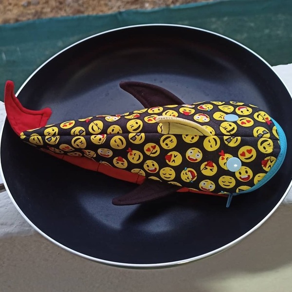 Μολυβοθήκη / κασετίνα ψάρι καρχαρίας emoji - κασετίνες - 2
