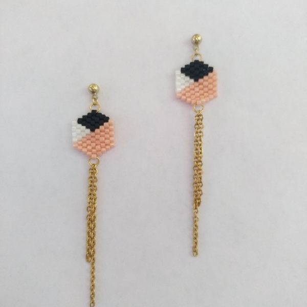 Σκουλαρίκια χαρταετοί φτιαγμένοι από χάντρες miyuki και ατσάλινες αλυσίδες - μικρά, ατσάλι, κρεμαστά - 3