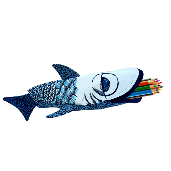 Μολυβοθήκη / κασετίνα ψάρι καρχαρίας ζωγραφισμένη - κασετίνες