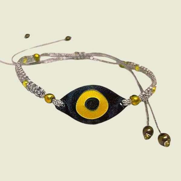 Βραχιόλι Ασημί Μακραμέ με μάτι από Plexi Ορείχαλκο και Αιματίτη - ορείχαλκος, μακραμέ, plexi glass, χεριού, αυξομειούμενα - 5