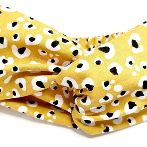 Κίτρινη Κορδέλα Μαλλιών "yellow leopard" - ύφασμα, απαραίτητα καλοκαιρινά αξεσουάρ, turban, headbands - 2