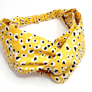 Κίτρινη Κορδέλα Μαλλιών "yellow leopard" - ύφασμα, απαραίτητα καλοκαιρινά αξεσουάρ, turban, headbands - 4