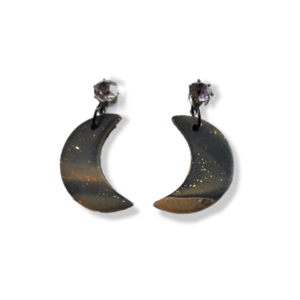 Κρεμαστά σκουλαρίκια "Tanis" - μοντέρνο, φεγγάρι, πηλός, πρωτότυπο, κρεμαστά
