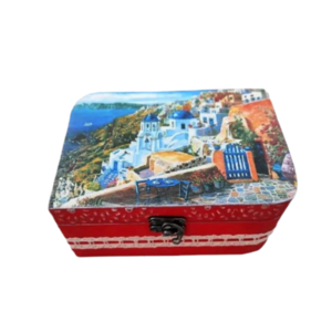 Κουτί Ξύλινο Κόκκινη Σαντορίνη 18cm x13cm x 8,5cm - οργάνωση & αποθήκευση, δώρα για γυναίκες, ξύλο