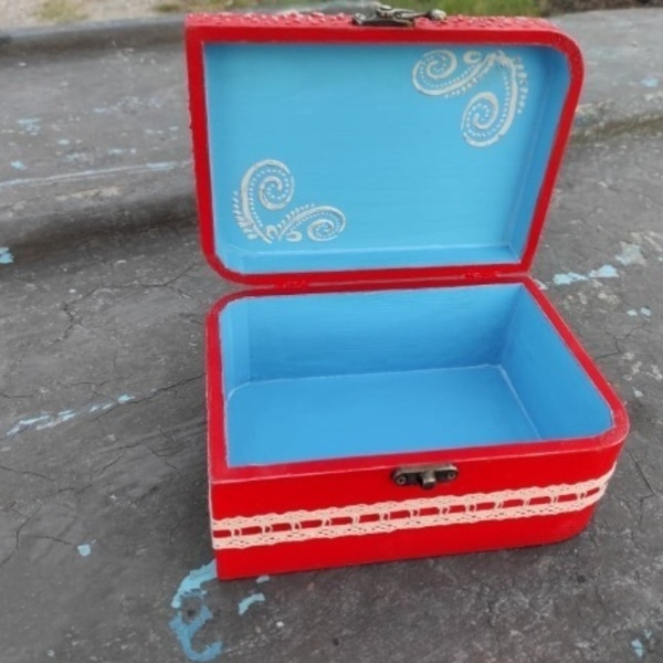 Κουτί Ξύλινο Κόκκινη Σαντορίνη 18cm x13cm x 8,5cm - ξύλο, οργάνωση & αποθήκευση, δώρα για γυναίκες - 3