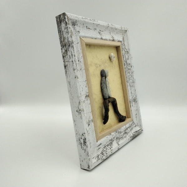 Ξύλινο κάδρο με παράσταση από βότσαλα, ερωτευμένοι, ειδική παραγγελία (24×29×3,5cm) - ξύλο, δώρα γάμου, δώρα επετείου, διακοσμητικά, αγ. βαλεντίνου - 4