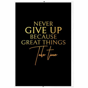 "Never Give Up" Inspirational Quote Σε Γυάλινη Κορνίζα Με Κλιπ 21x30cm - πίνακες & κάδρα, πίνακες ζωγραφικής