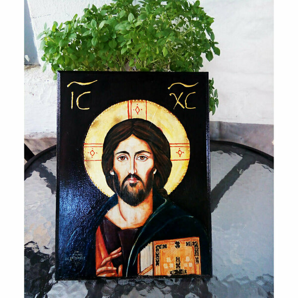Χειροποίητη Εικόνα Του Ιησού Χριστού σε mdf 23x31cm - πίνακες & κάδρα, δώρα για βάπτιση, δώρο γέννησης, πίνακες ζωγραφικής - 3
