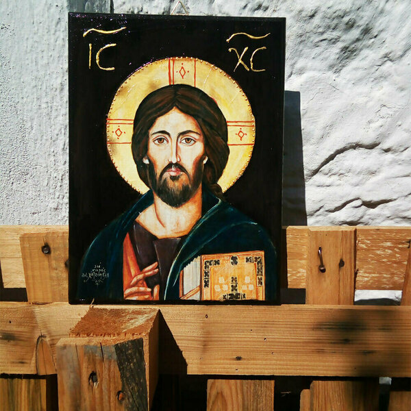 Χειροποίητη Εικόνα Του Ιησού Χριστού σε mdf 23x31cm - πίνακες & κάδρα, δώρα για βάπτιση, δώρο γέννησης, πίνακες ζωγραφικής - 4