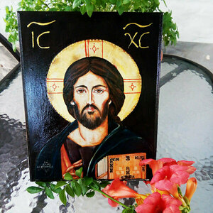 Χειροποίητη Εικόνα Του Ιησού Χριστού σε mdf 23x31cm - πίνακες & κάδρα, δώρα για βάπτιση, δώρο γέννησης, πίνακες ζωγραφικής - 5