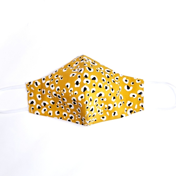 Χειροποίητη υφασμάτινη μάσκα "Yellow leopard" - βαμβάκι, animal print, γυναικεία, μάσκες προσώπου - 3