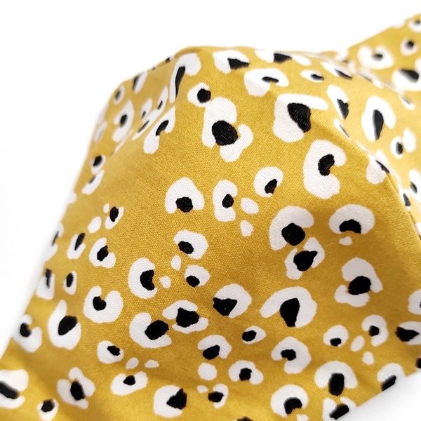 Χειροποίητη υφασμάτινη μάσκα "Yellow leopard" - βαμβάκι, animal print, γυναικεία, μάσκες προσώπου - 4