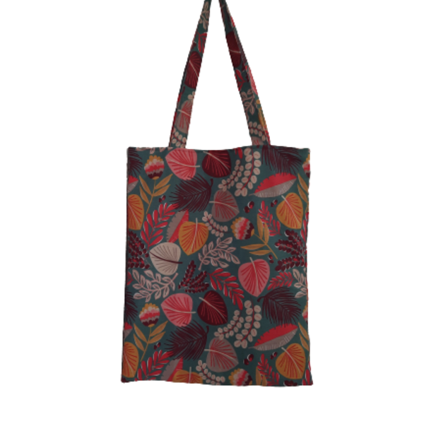 Υφασμάτινη tote τσάντα "τροπικά φύλλα" - ύφασμα, ώμου, all day, tote, πάνινες τσάντες - 4
