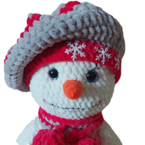 Πλεκτο χειροποιητο χιονανθρωπος (κοριτσάκι) - λούτρινα, παιχνίδια, δώρα γενεθλίων, amigurumi, χριστουγεννιάτικα δώρα - 4