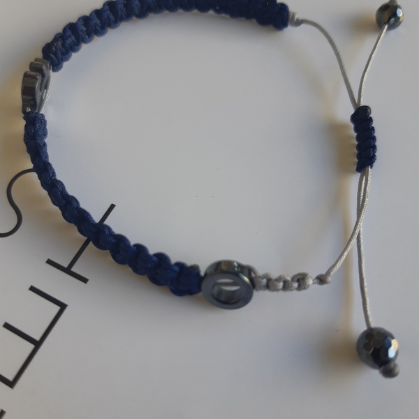 Navy bracelet for men - ημιπολύτιμες πέτρες, μακραμέ, χεριού, φθηνά - 2