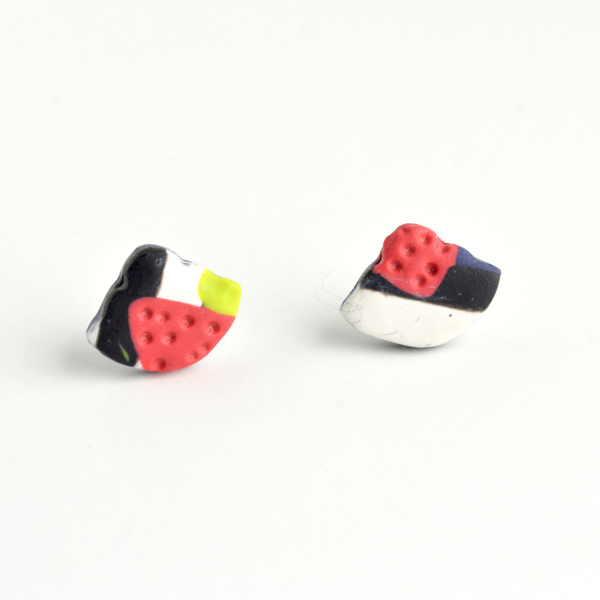 Σετ 3 μικρά κουμπωτά σκουλαρίκια σε υπέροχα σχέδια - δώρο, πηλός, καρφωτά, μικρά, ατσάλι - 2