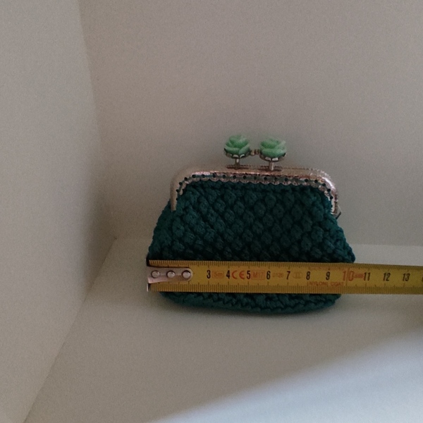 Πορτοφόλι με κούμπωμα, crochet βελονάκι, χειροποίητο κλειδαριά φιλί - πορτοφόλια κερμάτων - 2